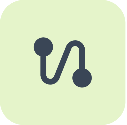 Curved line icon on green background.