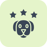 Dog icon with three stars above.